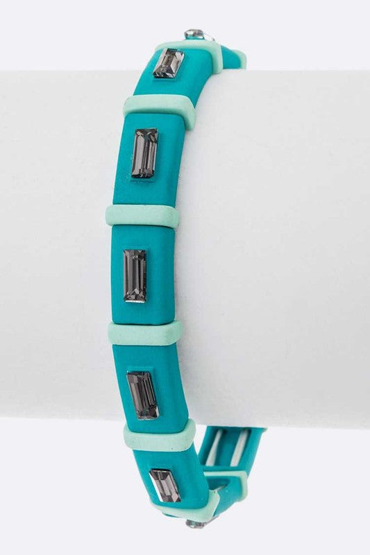 Rubber Coated Crystal Stretch Bracelet