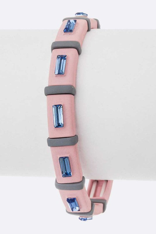 Rubber Coated Crystal Stretch Bracelet