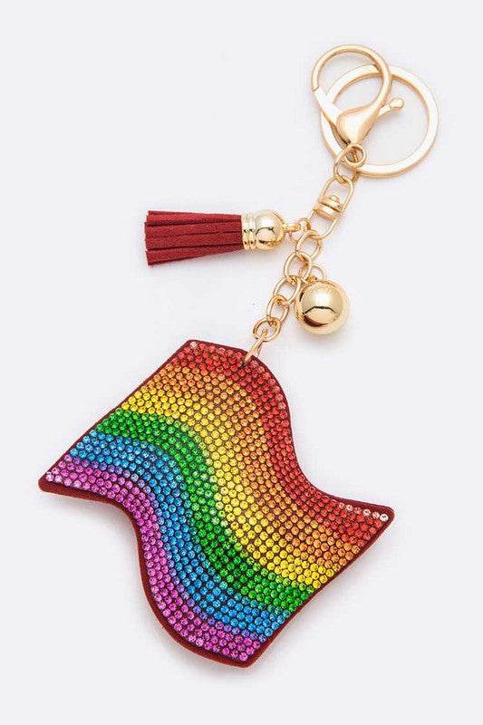 Pride Flag Rhinestone Pillow Key Chain