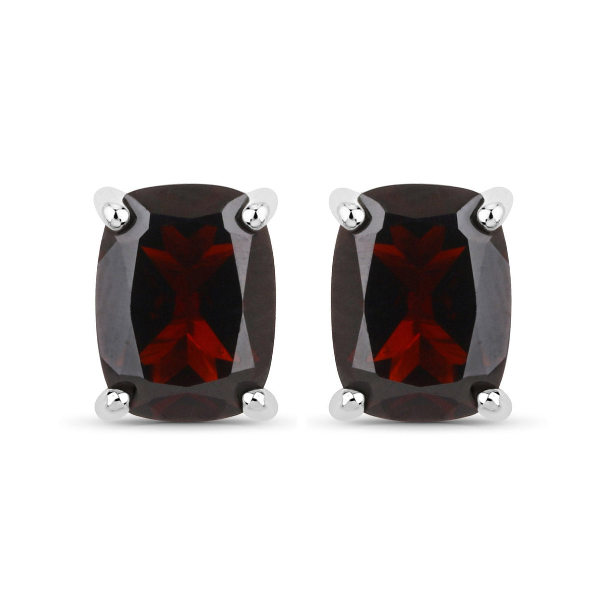 18K White Gold Plated 3.50 Carat Genuine Garnet .925 Sterling Silver Earrings