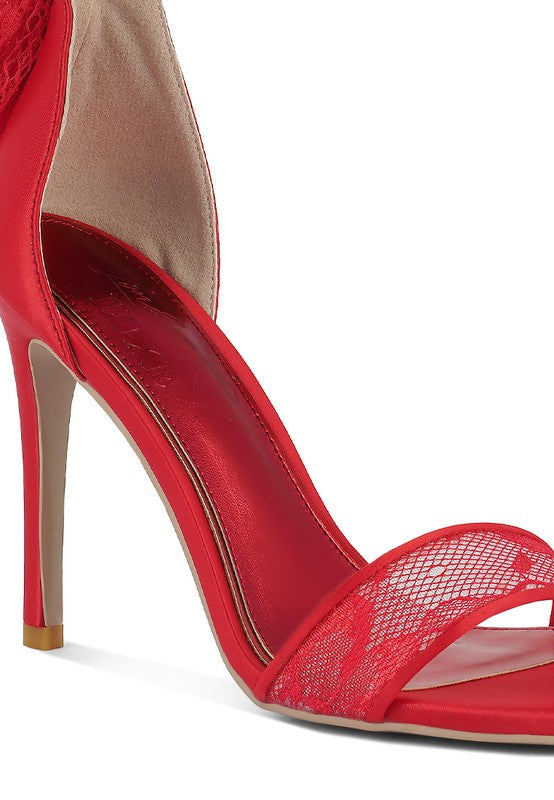 Delancy Bow Detail Lace Stiletto Sandals