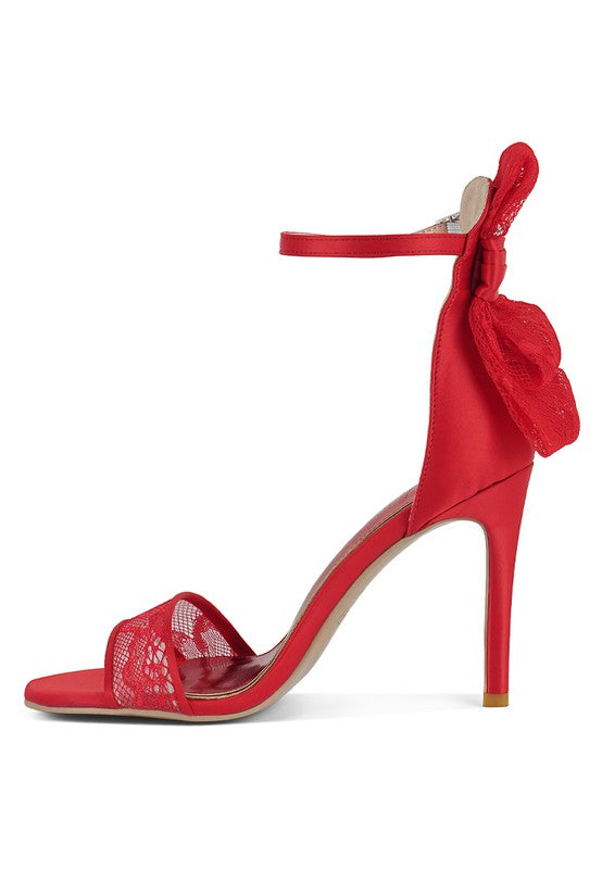 Delancy Bow Detail Lace Stiletto Sandals