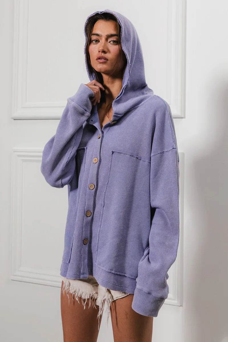 BiBi Washed Waffle Thermal Hooded Jacket
