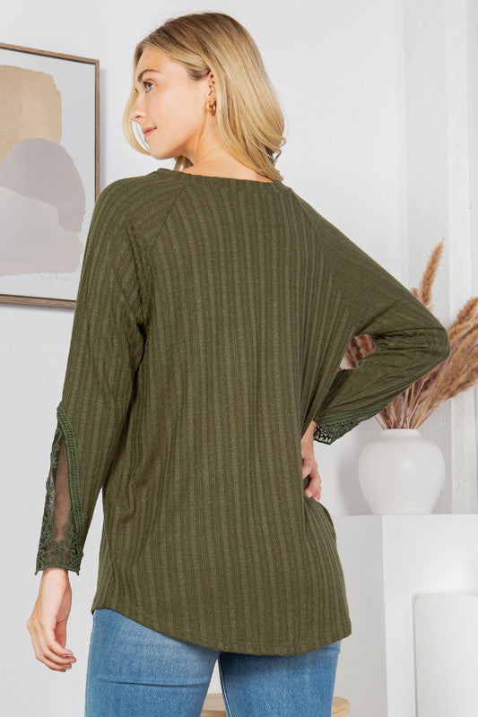 PATCH SLV. POINTELLET KNIT TOP