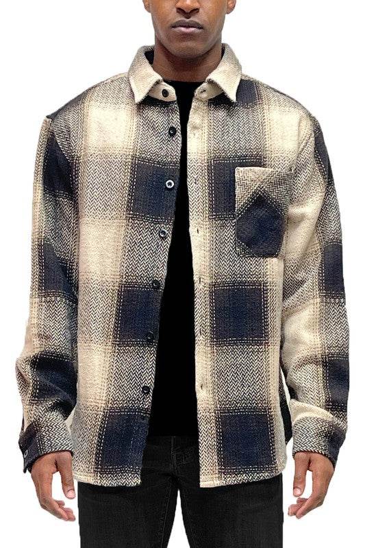 Flannel Shirt Jacket Checkered Plaid Shacket