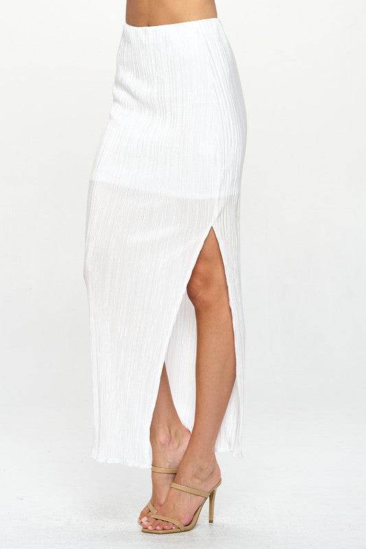 Made in USA Plisse Maxi Skirt with Slit