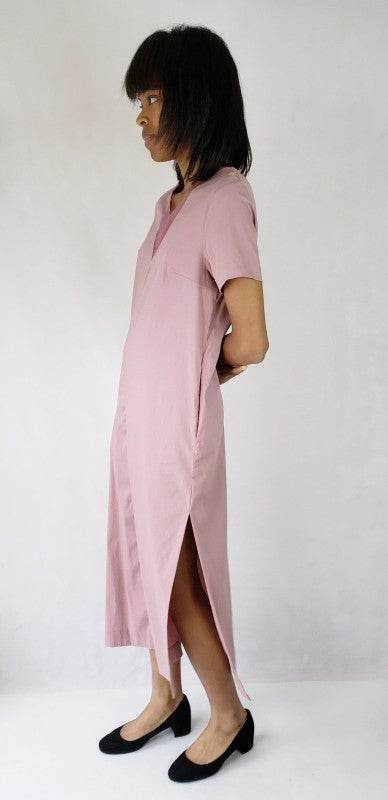 Maxi dress long side slits deep v neck with pocket