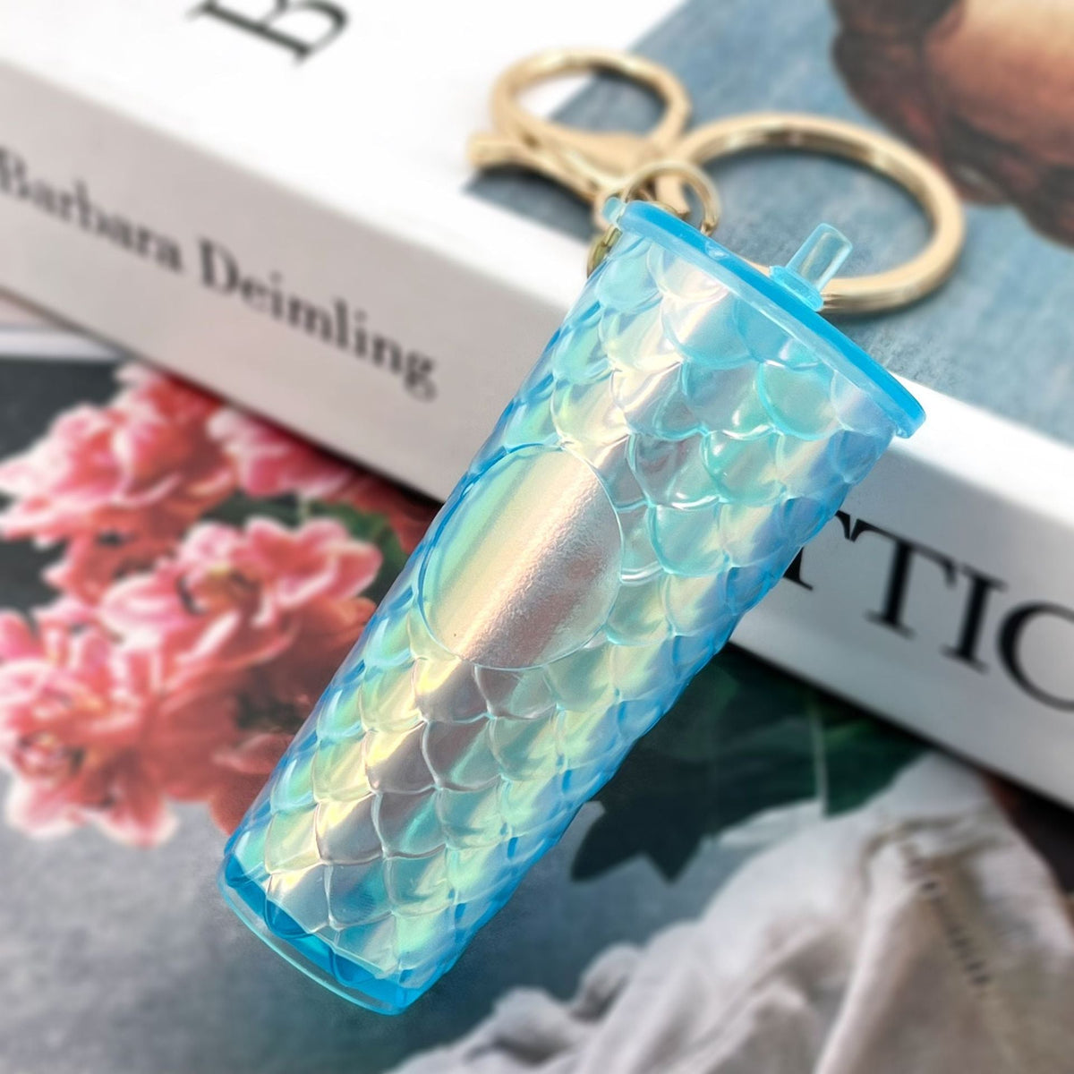 Coffee Cup Style Fish Scale / Dragon Scale Keychain