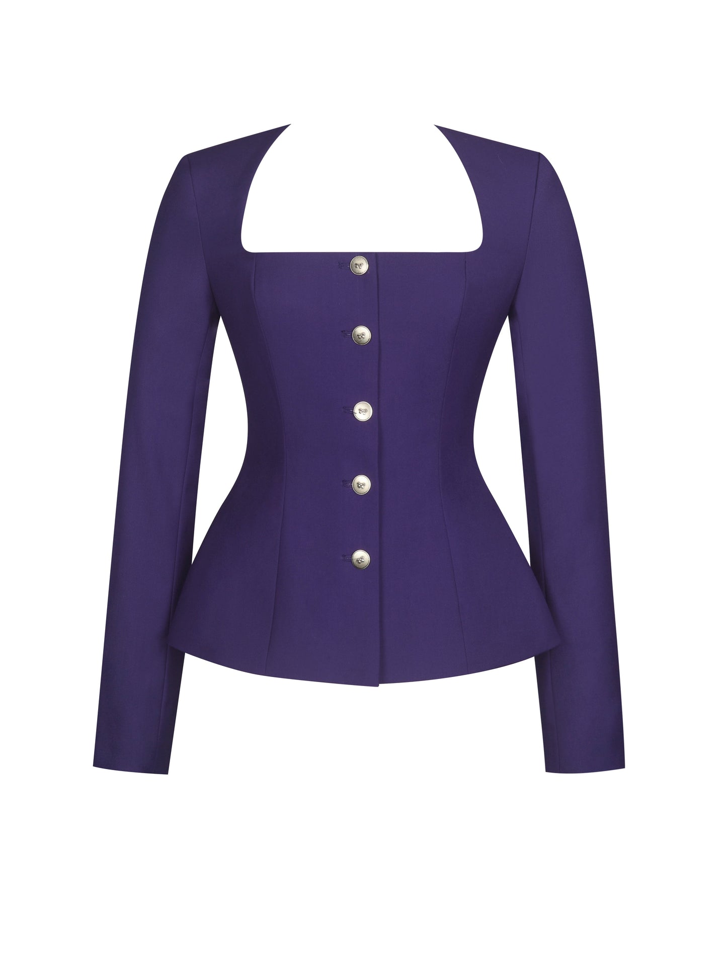Skyla Indigo Square Neckline Peplum Blazer