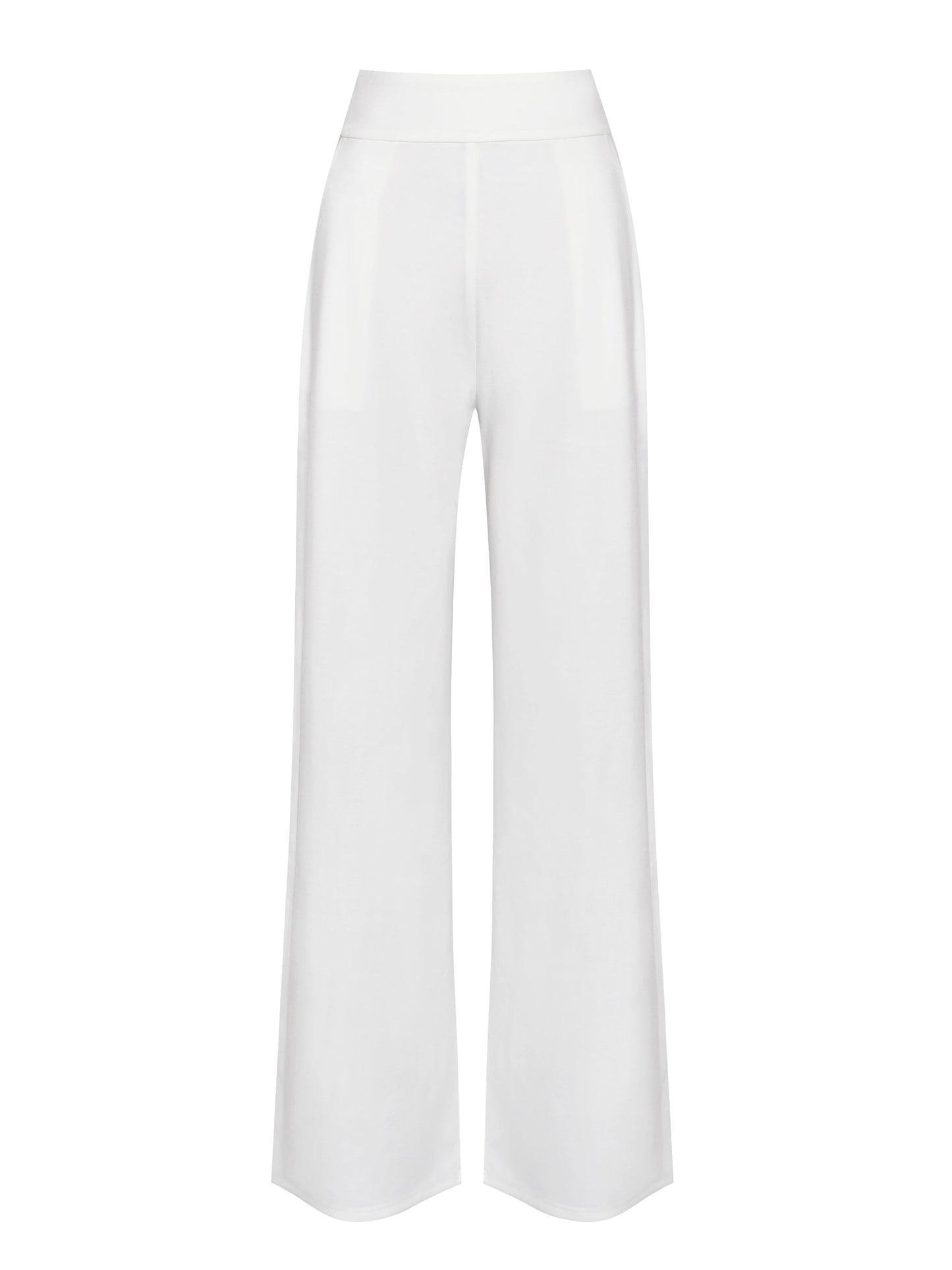 Never Enough White Stretch Crepe Wide Leg Trousers