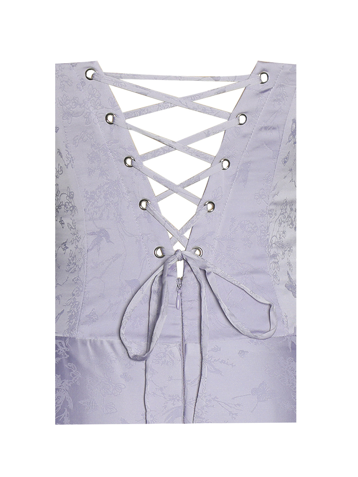 Raegan Taro Purple Jacquard Rouched Maxi Dress