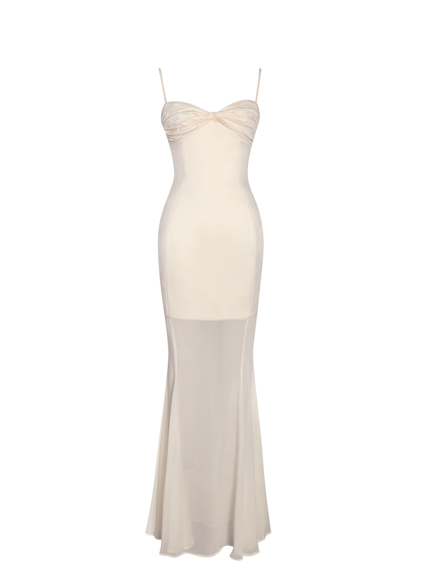 Zayne Butter Yellow Ruch Breast Chiffon Mermaid Maxi Dress