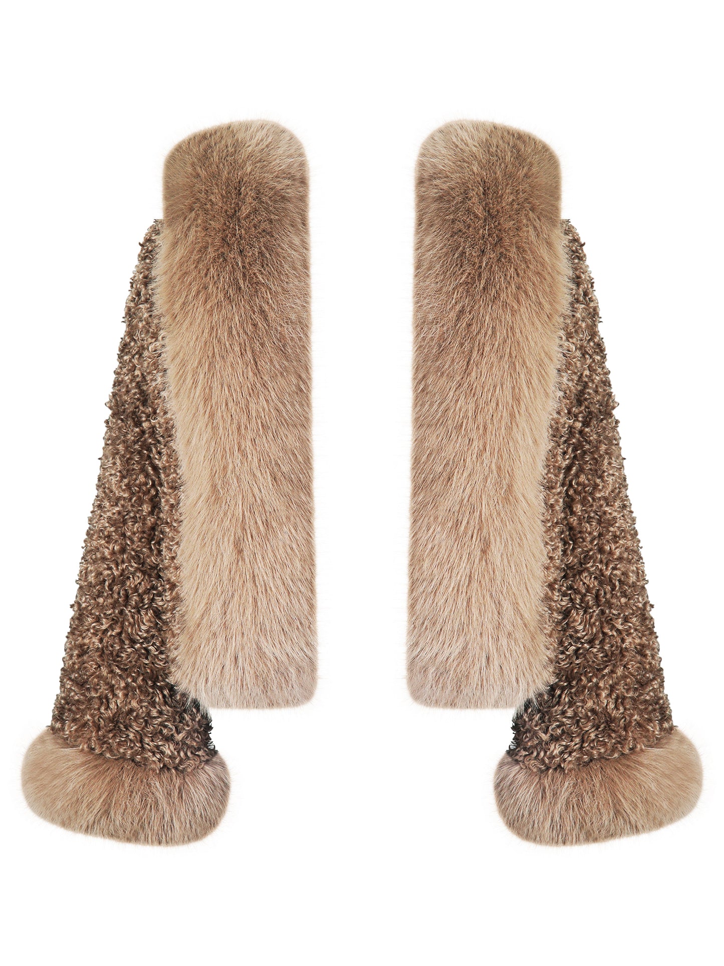 Jumbo Kali Camel Vegan Shearling Fur Trimmed Coat