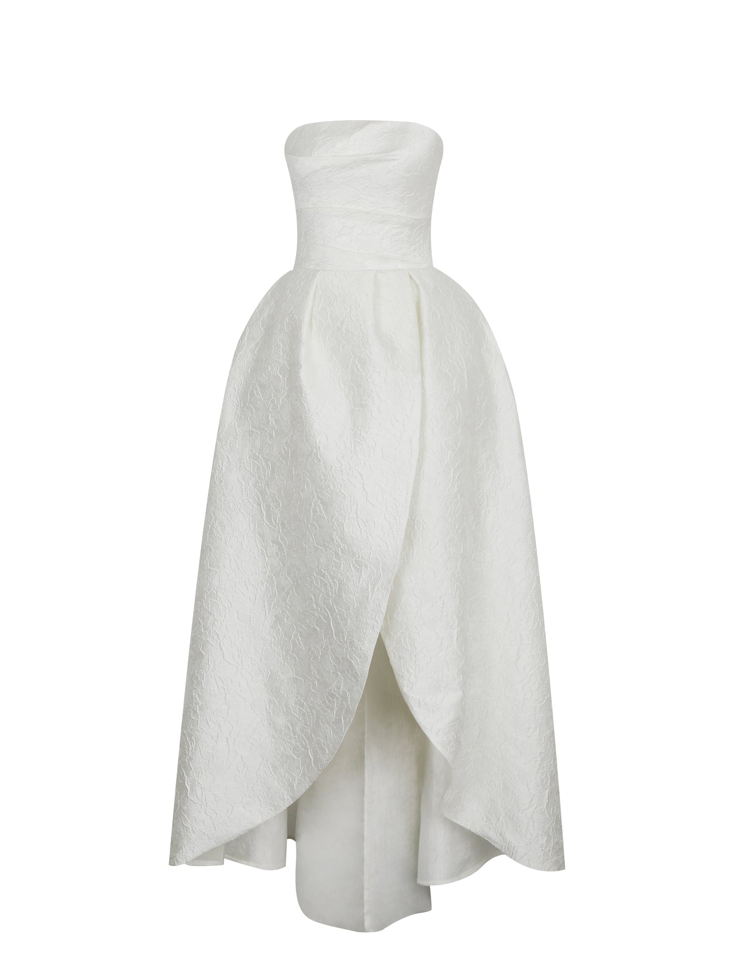 Tomika Ivory Jacquard Dipped Hem Wedding Gown (PREORDER)