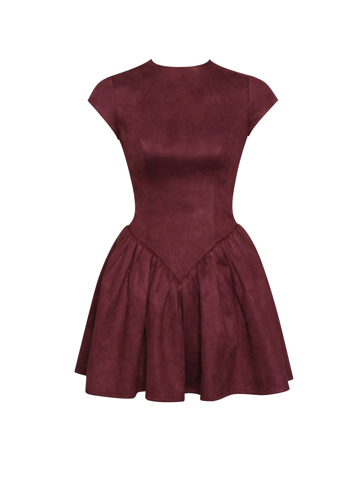 BBC Jacqueline Backless Burgundy Mini Puffy Suede Dress