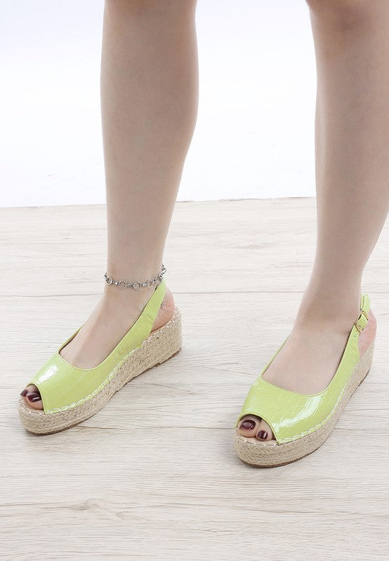 Yarael Croco Peep Toe Wedges