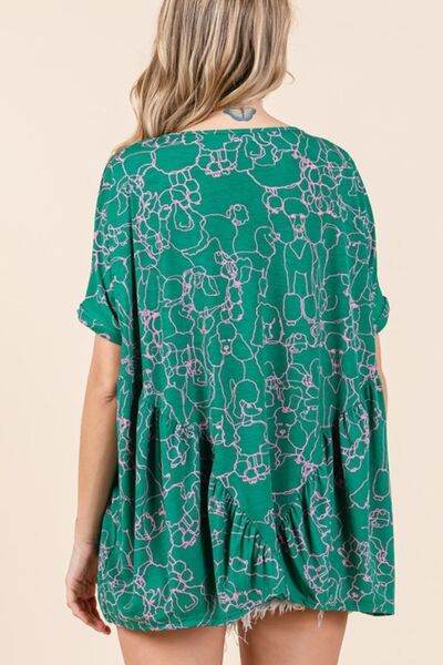 Mittoshop Abstract Print Round Neck Short Sleeve Top