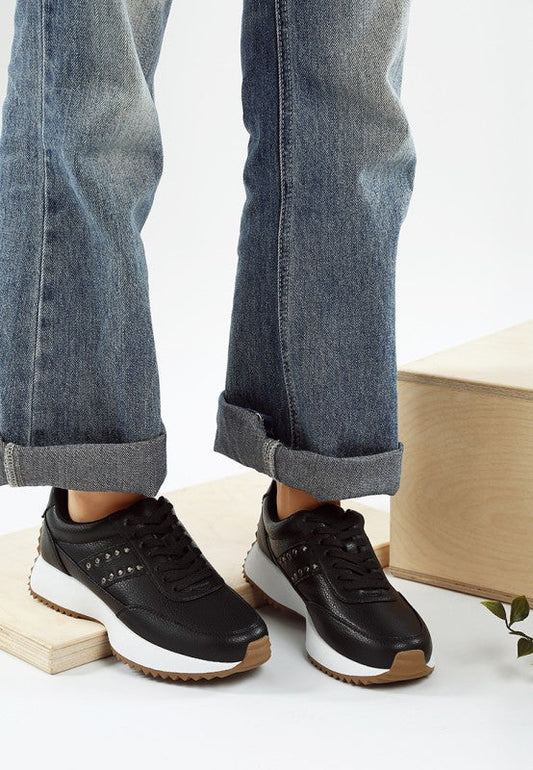 Athion Studded Real Leather Sneakers
