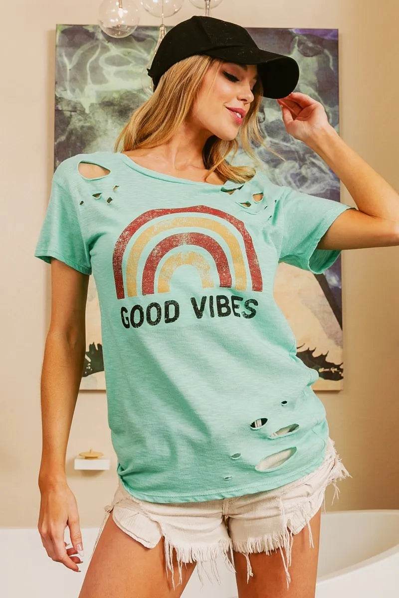 BiBi Cotton Slub Laser Top American Cow Boy Graphic