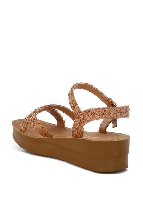 Sephone Woven Square Toe Wedges