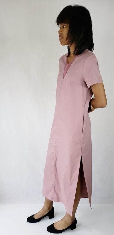 Maxi dress long side slits deep v neck with pocket