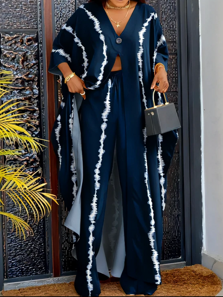 Women's Printed V Neck Shirt & Pants Sets