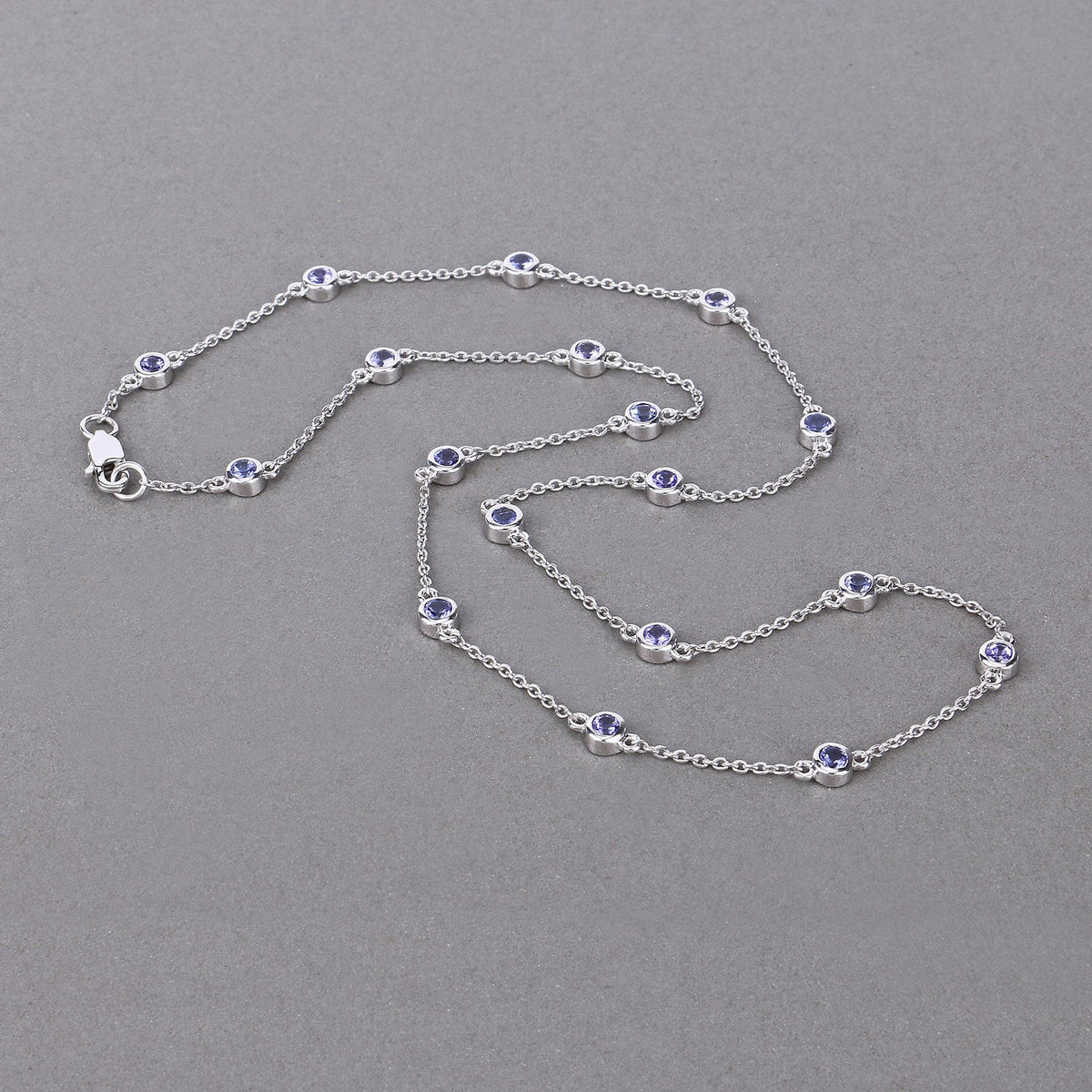 1.80 Carat Genuine Tanzanite .925 Sterling Silver Necklace