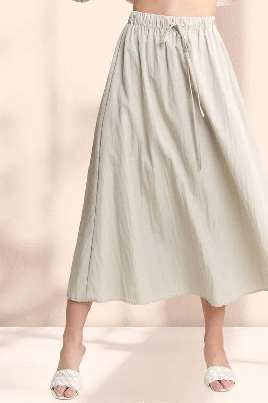 ADORA Drawstring Waist Crinkle Maxi Skirt
