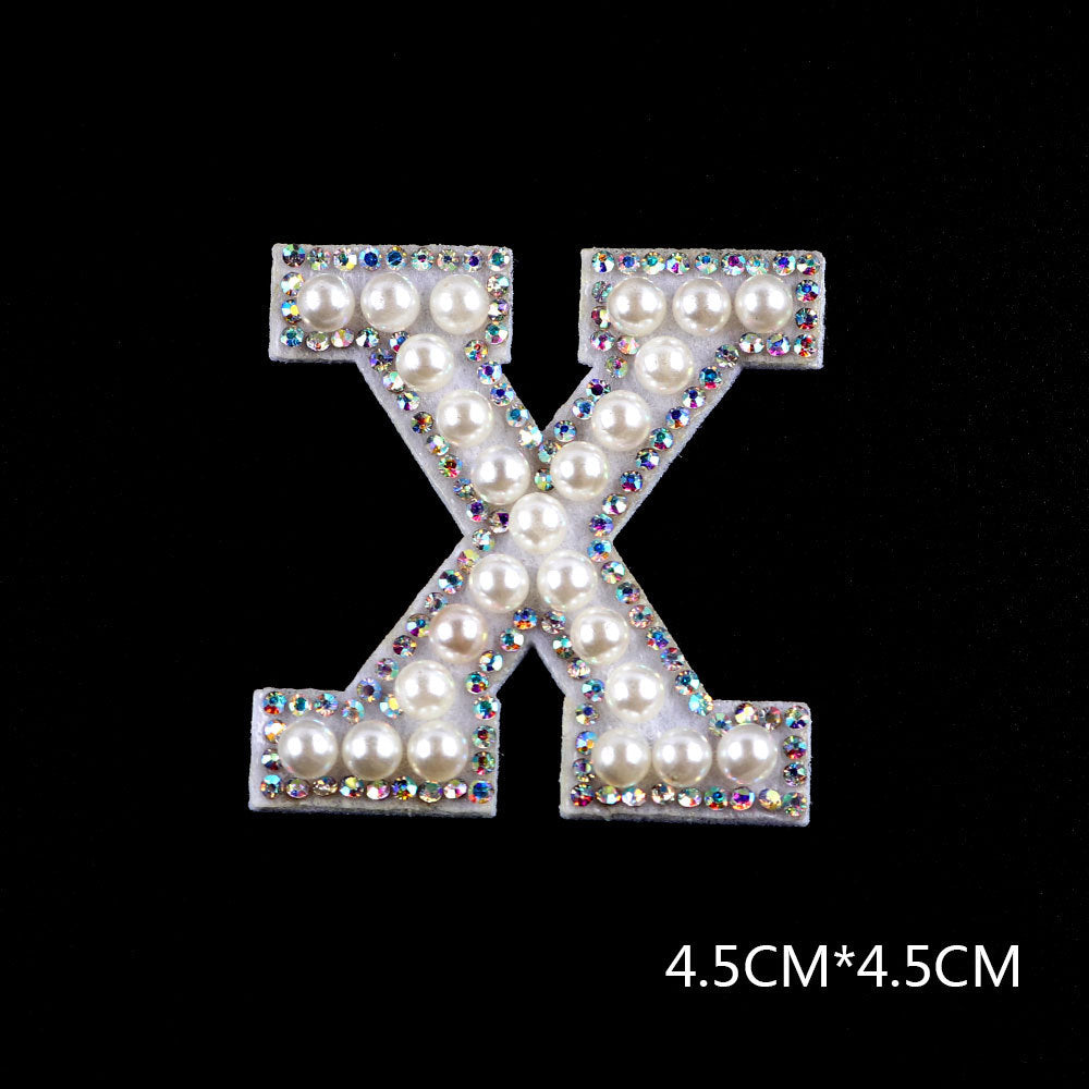 Pearl Rhinestone Cloth Sticker-Letter A-White-2 Pack