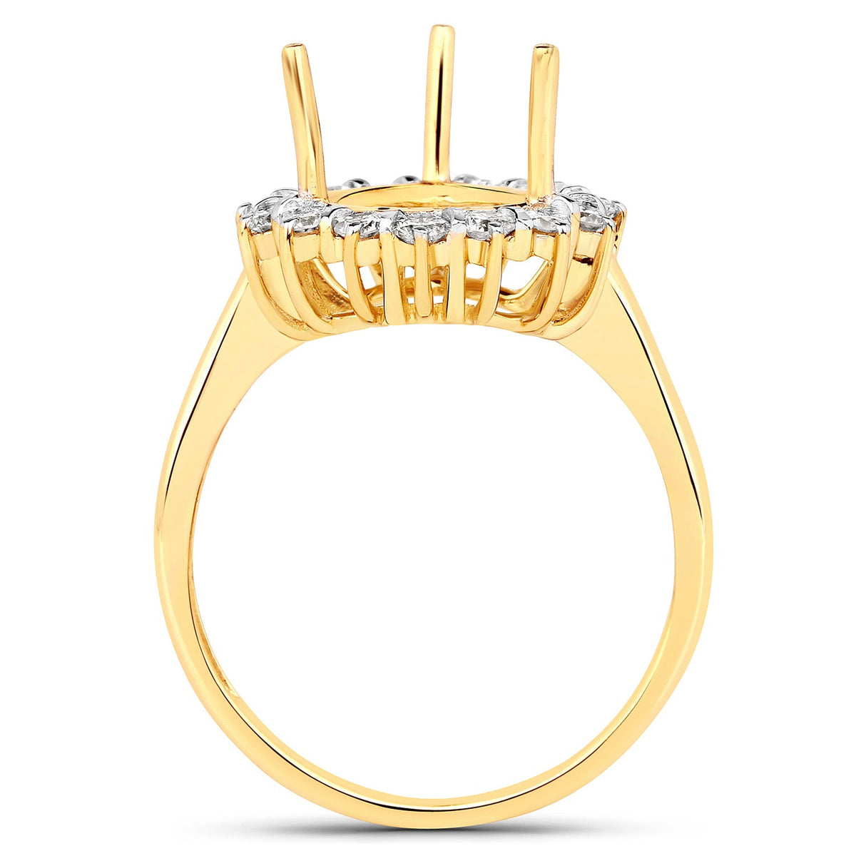 0.48 Carat Genuine White Diamond 14K Yellow Gold Semi Mount Ring - holds 11x9mm Pear Gemstone