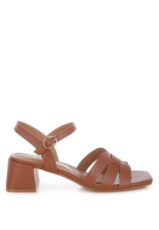 Eliska Strappy Square Toe Block Heels