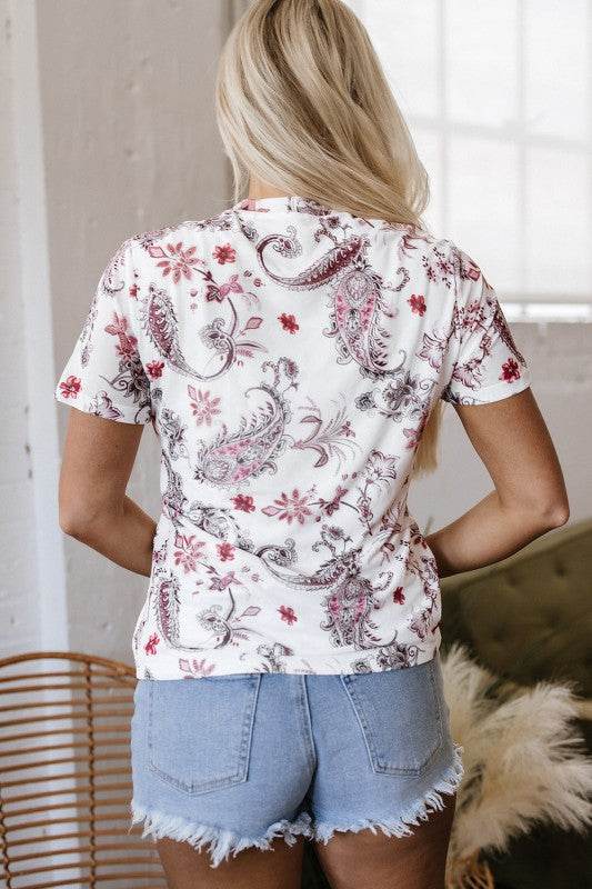 Elia Vintage Paisley Mock Neck Top
