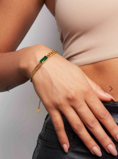 Emerald Gold Chain Bracelet