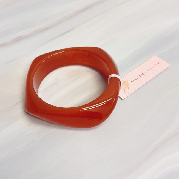 Modern Retro Sculpted Square Resin Bangle