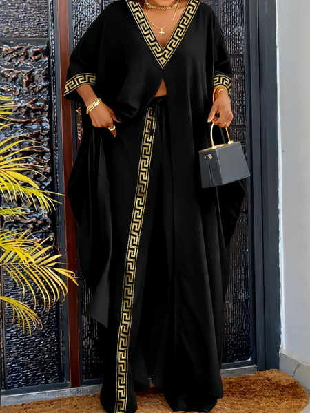 Women's Printed V Neck Shirt & Pants Sets