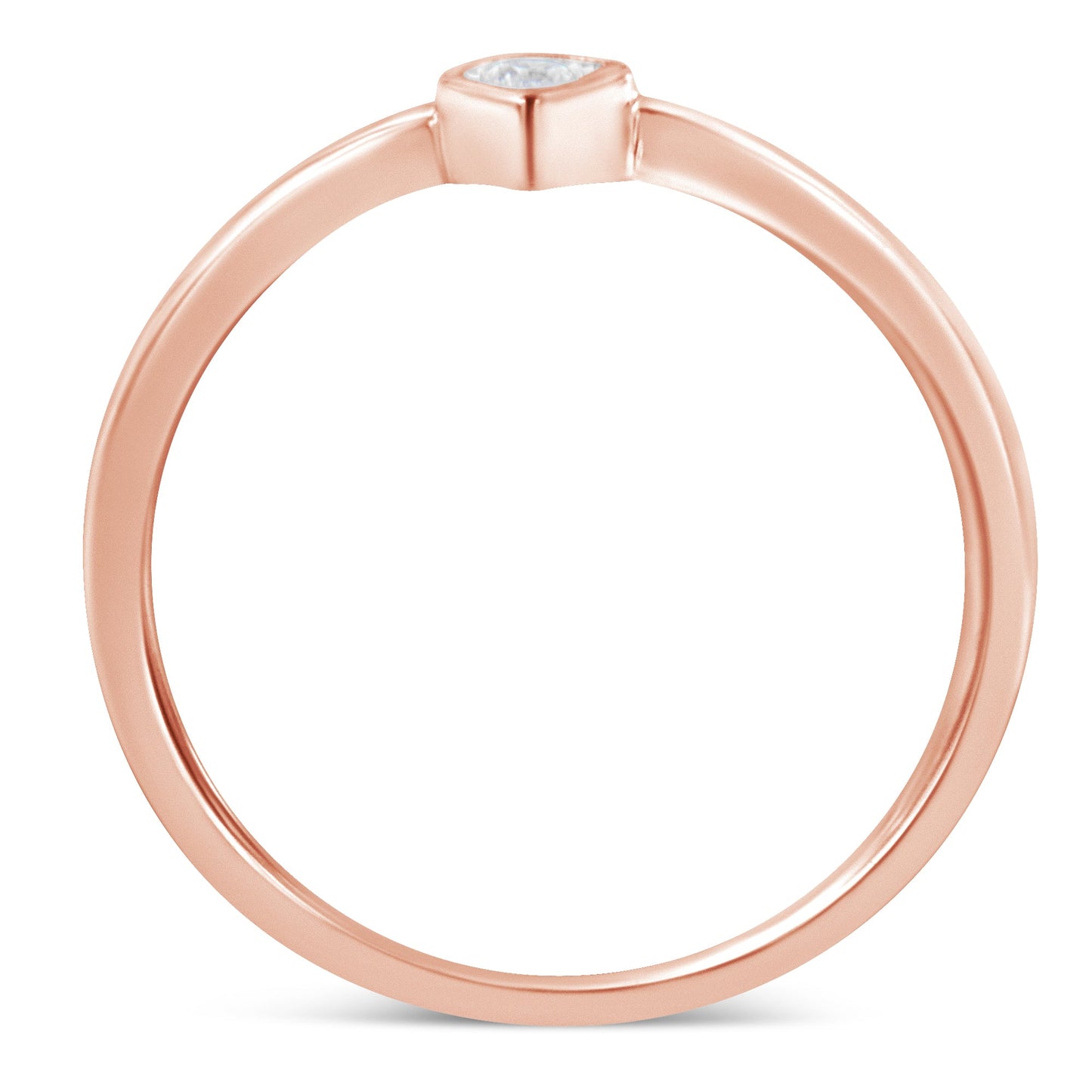14K Rose Gold Plated .925 Sterling Silver 1/20 Carat Diamond Teardrop Pear-Shaped Miracle Set Petite Fashion Ring (J-K Color, I1-I2 Clarity) - Size 6