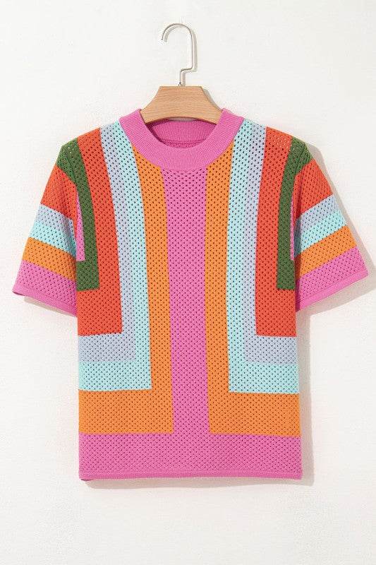 Marianna Eyelet Casual Sweater Top