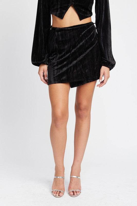 VELVET MINI WRAPPED SKIRT