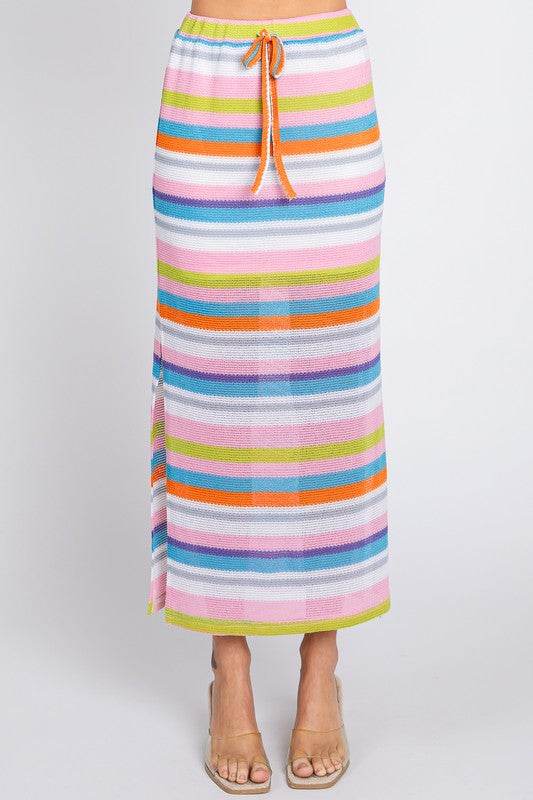Multi-Color Stripe Maxi Skirt