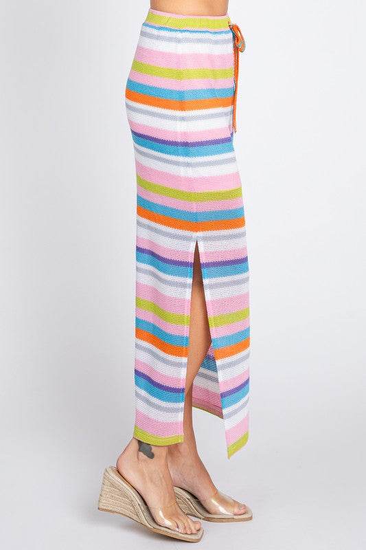 Multi-Color Stripe Maxi Skirt