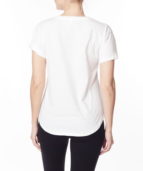 COTTON JERSEY V NECK ON HER DAY TOP