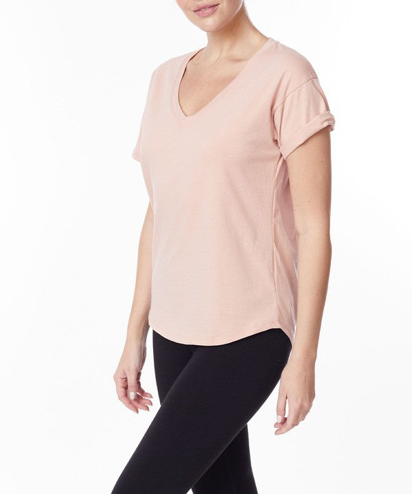 COTTON JERSEY V NECK ON HER DAY TOP