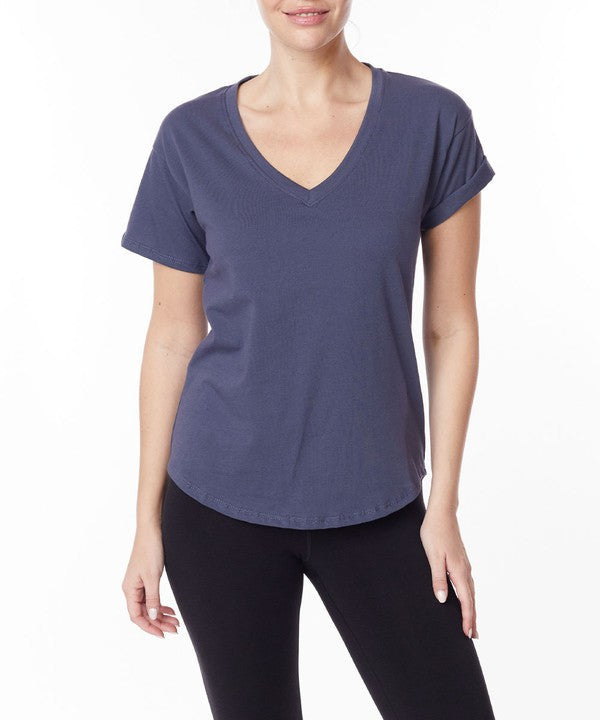 COTTON JERSEY V NECK ON HER DAY TOP