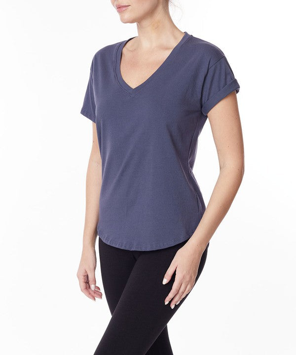 COTTON JERSEY V NECK ON HER DAY TOP