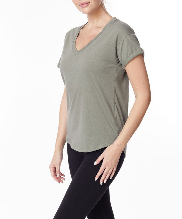COTTON JERSEY V NECK ON HER DAY TOP