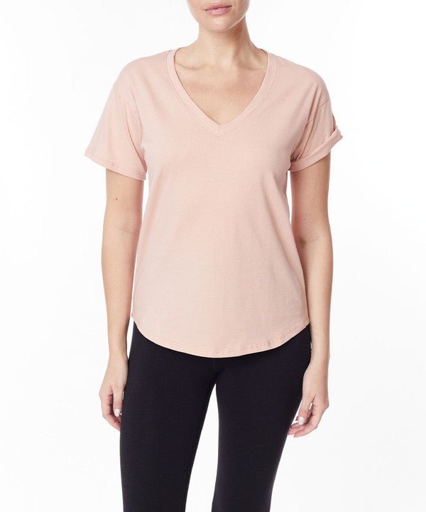 COTTON JERSEY V NECK ON HER DAY TOP