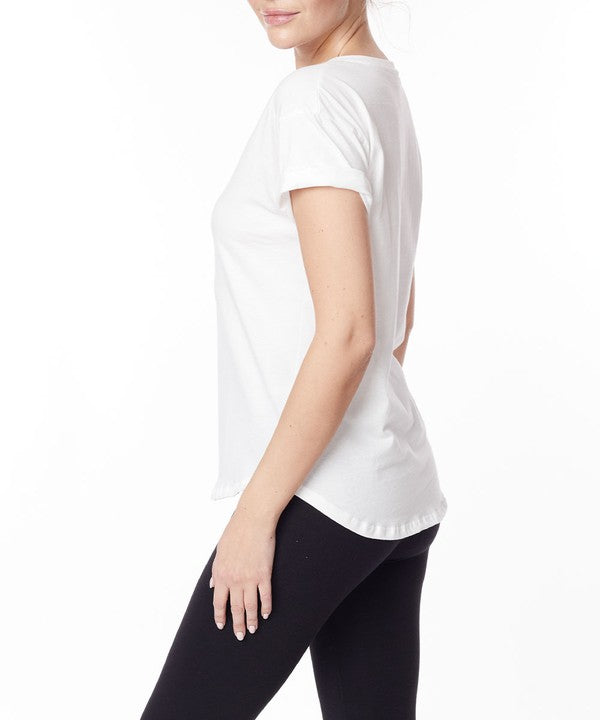 COTTON JERSEY V NECK ON HER DAY TOP