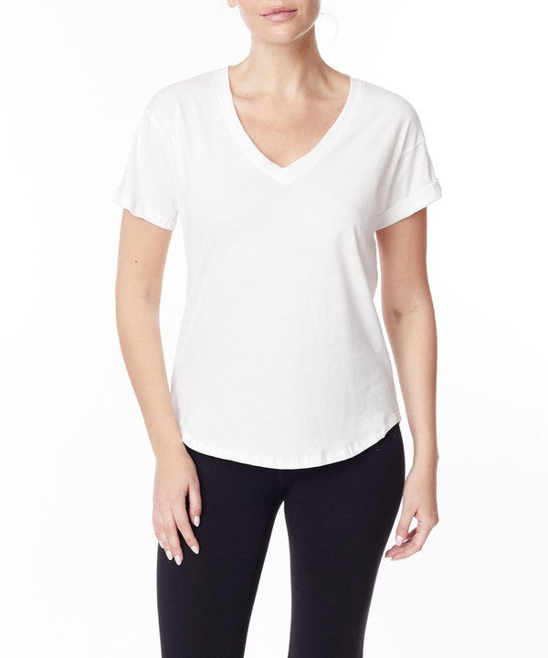 COTTON JERSEY V NECK ON HER DAY TOP