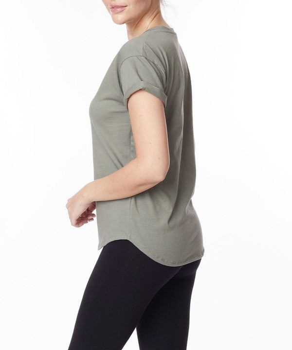 COTTON JERSEY V NECK ON HER DAY TOP
