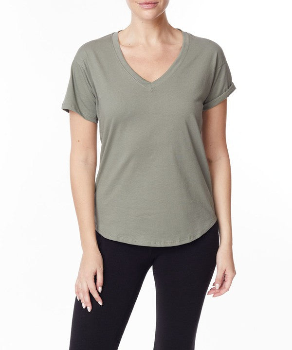 COTTON JERSEY V NECK ON HER DAY TOP